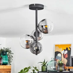Plafonnier Chehalis Noir, 4 Lumieres