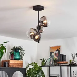 Plafonnier Chehalis Noir, 4 Lumieres