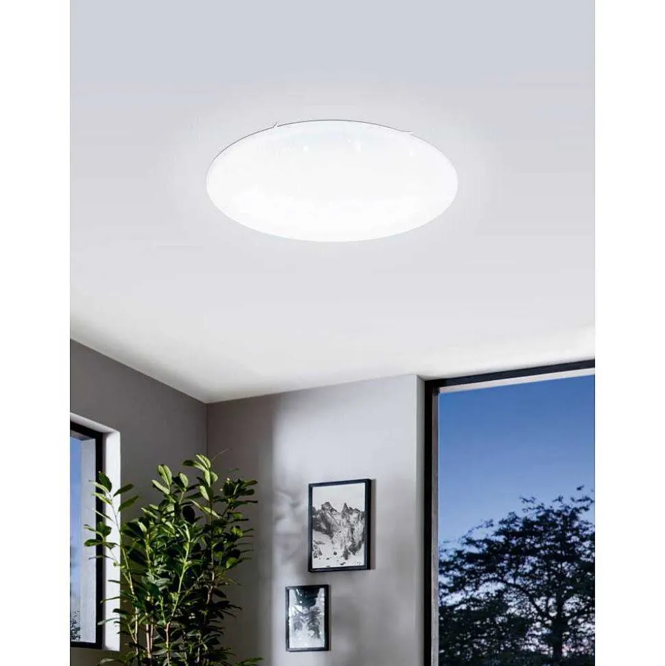 Plafonnier Eglo Franiacw Led Blanc, 1 Lumiere, Telecommandes, Changeur De Couleurs
