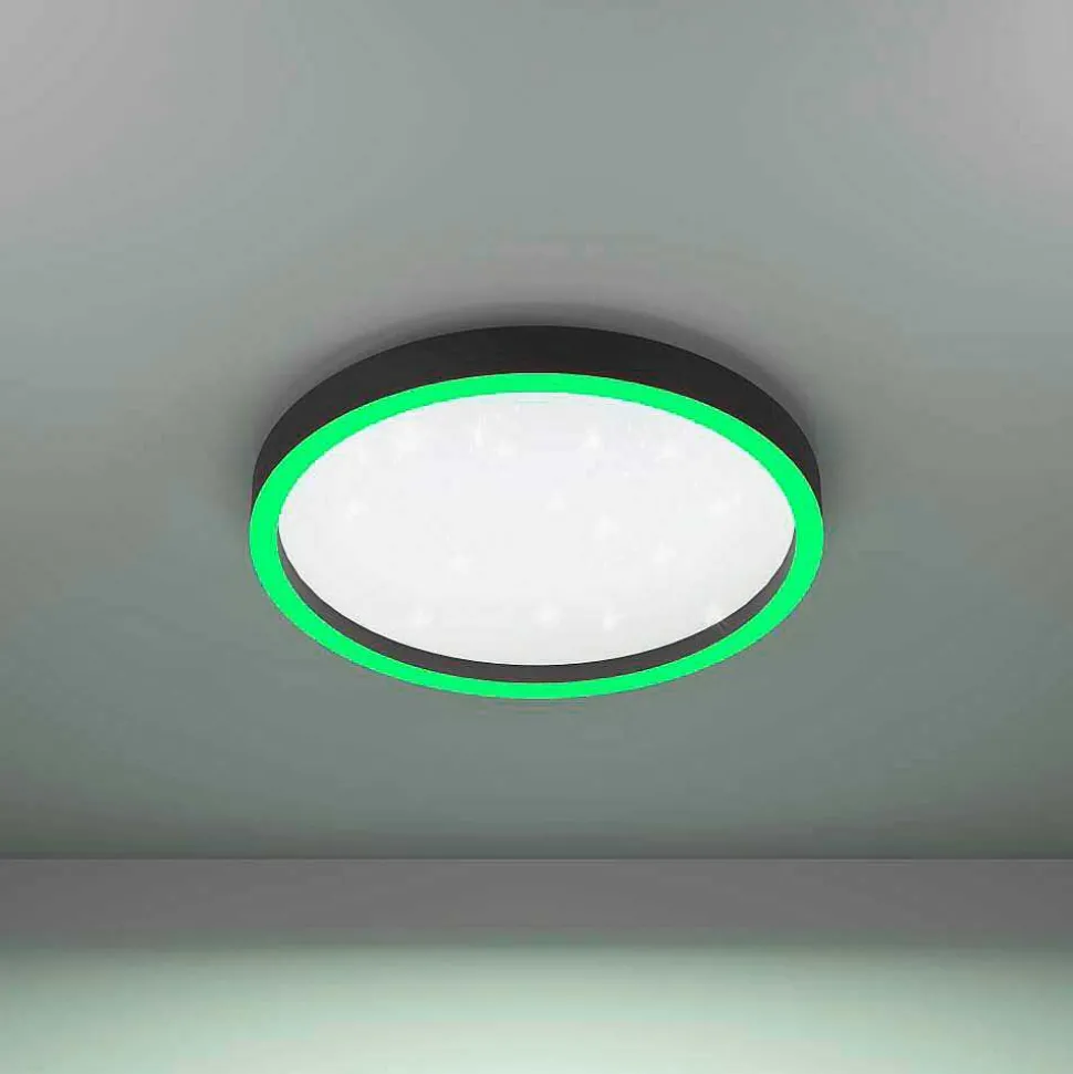 Plafonnier Eglo Montemorelos-Z Led Noir, 1 Lumiere, Changeur De Couleurs