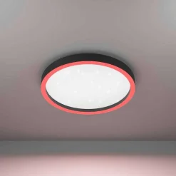 Plafonnier Eglo Montemorelos-Z Led Noir, 1 Lumiere, Changeur De Couleurs