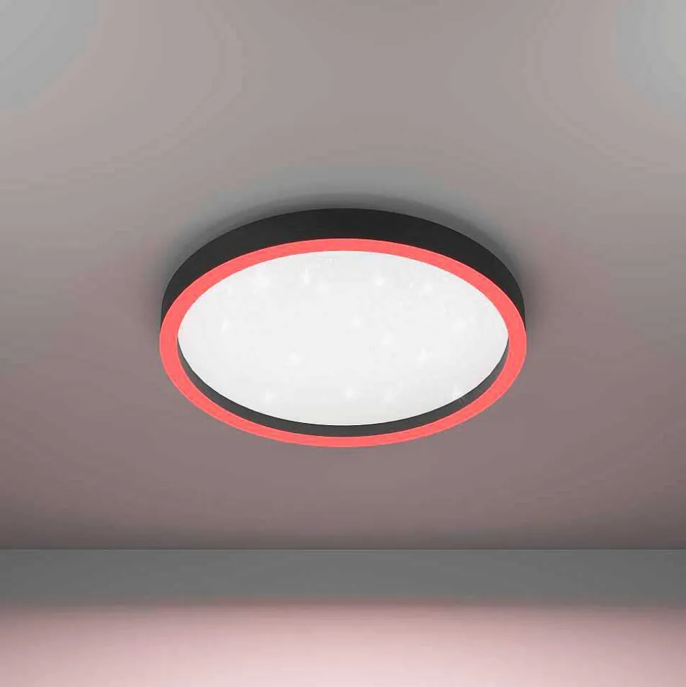 Plafonnier Eglo Montemorelos-Z Led Noir, 1 Lumiere, Changeur De Couleurs