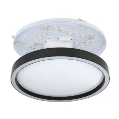 Plafonnier Eglo Montemorelos-Z Led Noir, 1 Lumiere, Changeur De Couleurs