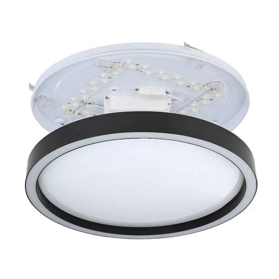 Plafonnier Eglo Montemorelos-Z Led Noir, 1 Lumiere, Changeur De Couleurs