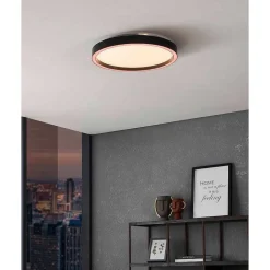 Plafonnier Eglo Montemorelos-Z Led Noir, 1 Lumiere, Changeur De Couleurs