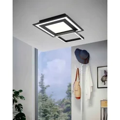 Plafonnier Eglo Savatarila-Z Led Noir, 8 Lumieres, Changeur De Couleurs