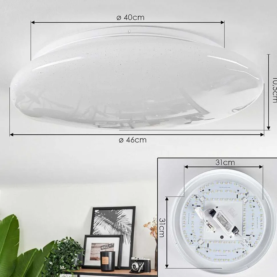 Plafonnier Esgos Led Blanc, 1 Lumiere, Telecommandes