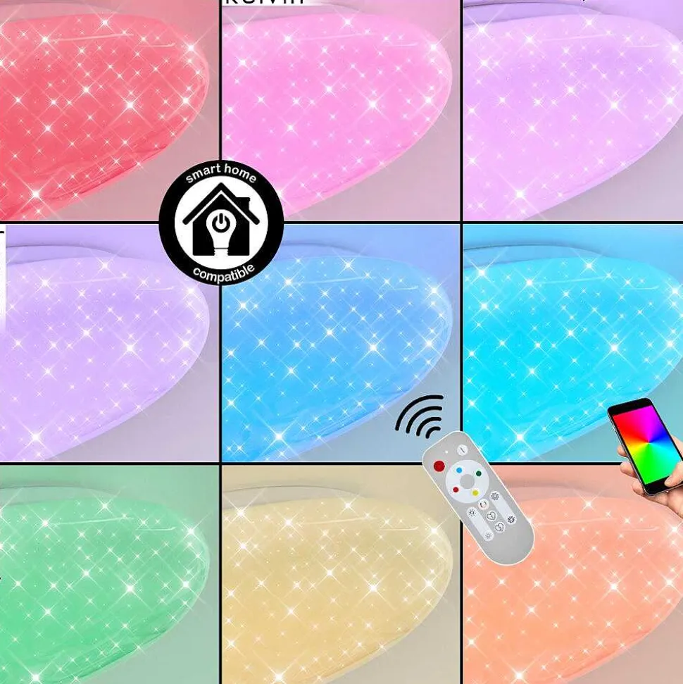 Plafonnier Esgos Led Blanc, 1 Lumiere, Telecommandes