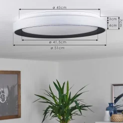 Plafonnier Gladstone Led Noir, Blanc, 1 Lumiere, Telecommandes