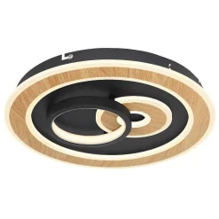 Plafonnier Globo Chessy Led Couleur Bois, Noir, Blanc, 1 Lumiere, Telecommandes