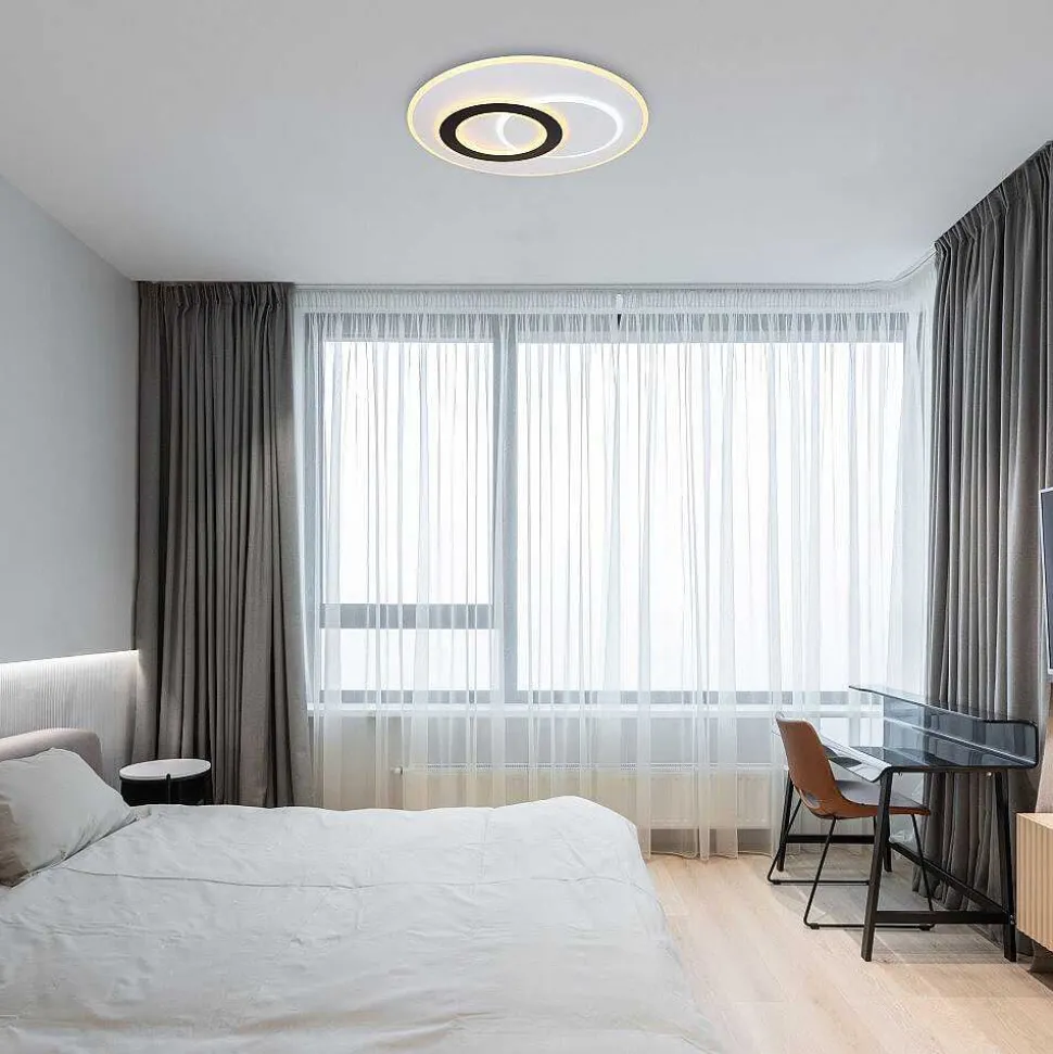 Plafonnier Globo Jacques Led Noir, Blanc, 1 Lumiere, Telecommandes