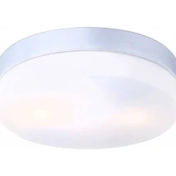Plafonnier Globo Vranos Acier Inoxydable, Argente, Blanc, 2 Lumieres