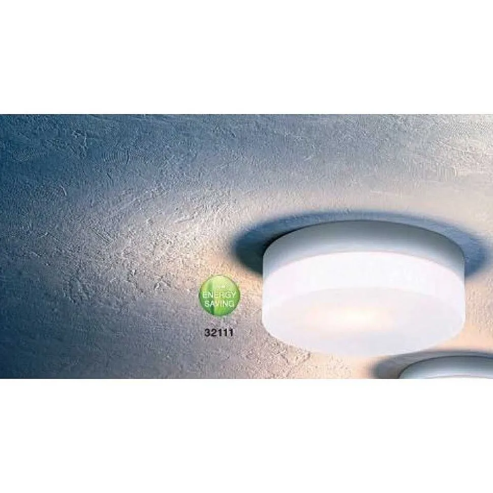 Plafonnier Globo Vranos Acier Inoxydable, Argente, Blanc, 1 Lumiere