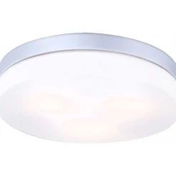 Plafonnier Globo Vranos Acier Inoxydable, Argente, Blanc, 3 Lumieres