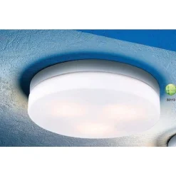 Plafonnier Globo Vranos Acier Inoxydable, Argente, Blanc, 3 Lumieres