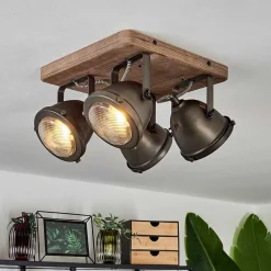 Plafonnier Glostrup Brun, Acier Inoxydable, 4 Lumieres