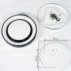 Plafonnier Grimacco Led Noir, 1 Lumiere, Changeur De Couleurs