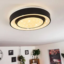 Plafonnier Grimacco Led Noir, 1 Lumiere, Changeur De Couleurs