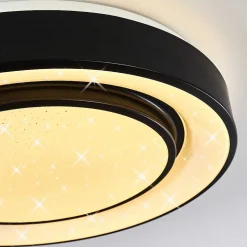 Plafonnier Grimacco Led Noir, 1 Lumiere, Changeur De Couleurs
