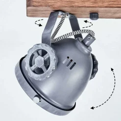 Plafonnier Herford Gris, Bois Fonce, 2 Lumieres