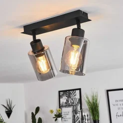 Plafonnier Hunouri Noir, 2 Lumieres