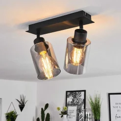Plafonnier Hunouri Noir, 2 Lumieres