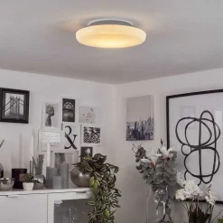 Plafonnier Idual Chloe Led Argente, Blanc, 1 Lumiere, Telecommandes, Changeur De Couleurs