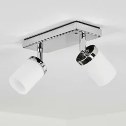 Plafonnier Idual Citrine Led Chrome, 2 Lumieres, Telecommandes, Changeur De Couleurs