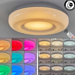 Plafonnier Idual Daphnis Led Argente, Blanc, 1 Lumiere, Telecommandes, Changeur De Couleurs