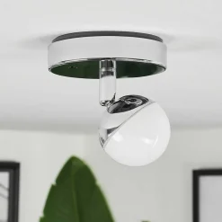 Plafonnier Idual Olivine Led Chrome, 1 Lumiere, Telecommandes, Changeur De Couleurs