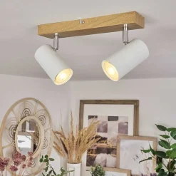 Plafonnier Javel Chrome, Couleur Bois, 2 Lumieres