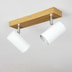 Plafonnier Javel Chrome, Couleur Bois, 2 Lumieres