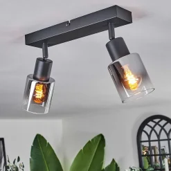 Plafonnier Leteque Noir, 2 Lumieres