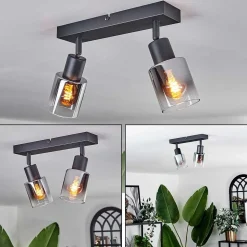 Plafonnier Leteque Noir, 2 Lumieres