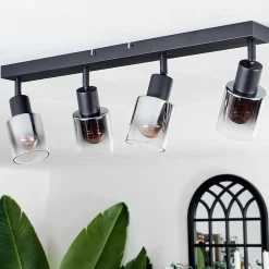 Plafonnier Leteque Noir, 4 Lumieres