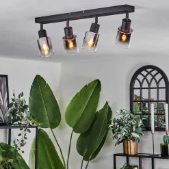 Plafonnier Leteque Noir, 4 Lumieres