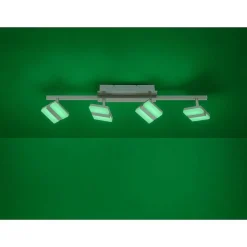 Plafonnier Leuchten-Direkt Lolasmart-Sabi Led Nickel Mat, 4 Lumieres, Telecommandes, Changeur De Couleurs