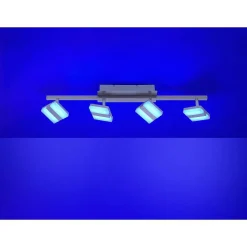 Plafonnier Leuchten-Direkt Lolasmart-Sabi Led Nickel Mat, 4 Lumieres, Telecommandes, Changeur De Couleurs