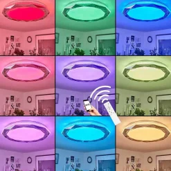 Plafonnier Lisei Led Blanc, 1 Lumiere, Telecommandes, Changeur De Couleurs
