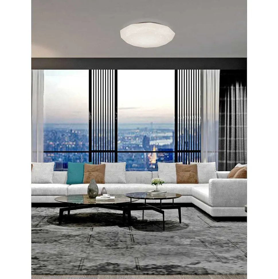 Plafonnier Mantra Diamante Smart Led Blanc, 1 Lumiere, Telecommandes