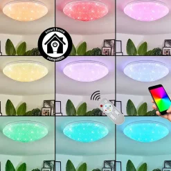 Plafonnier Melres Led Blanc, 1 Lumiere, Telecommandes