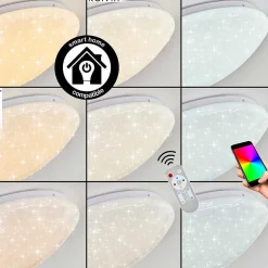 Plafonnier Melres Led Blanc, 1 Lumiere, Telecommandes