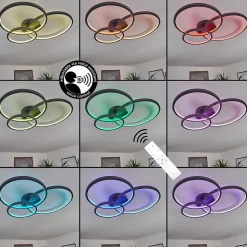 Plafonnier Moemoto Led Anthracite, 1 Lumiere, Telecommandes