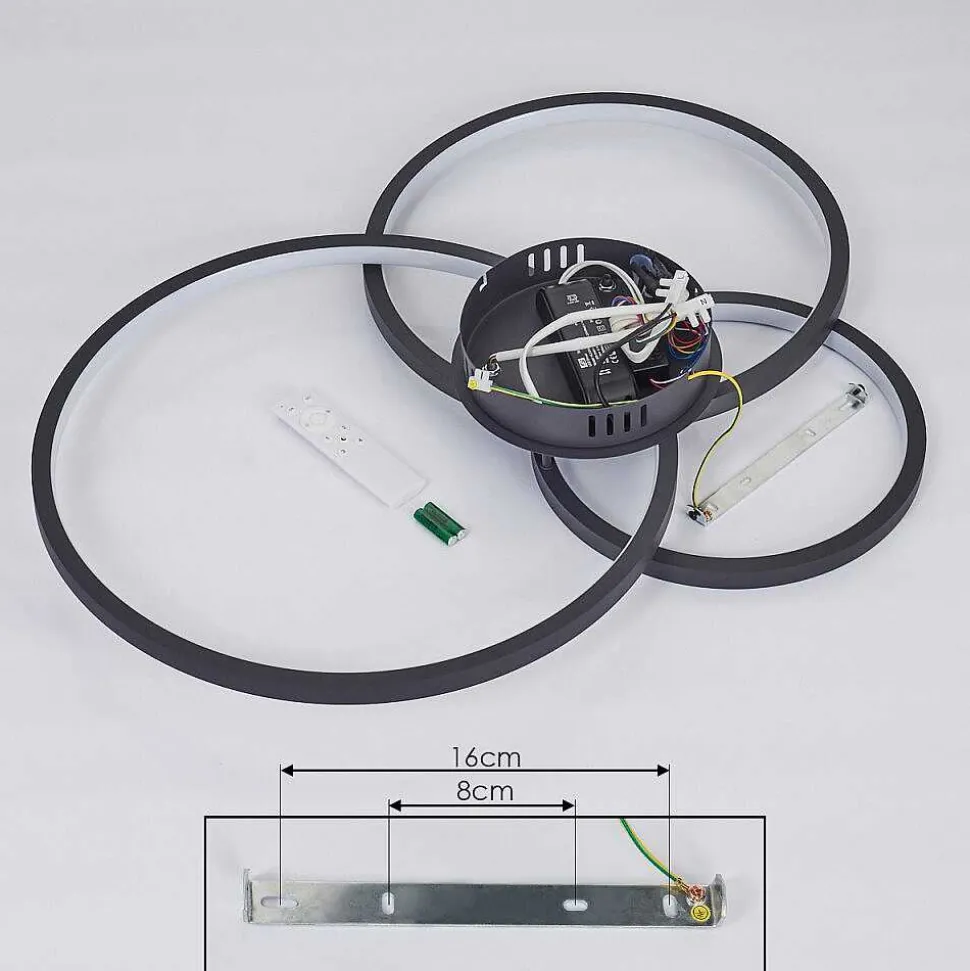 Plafonnier Moemoto Led Anthracite, 1 Lumiere, Telecommandes