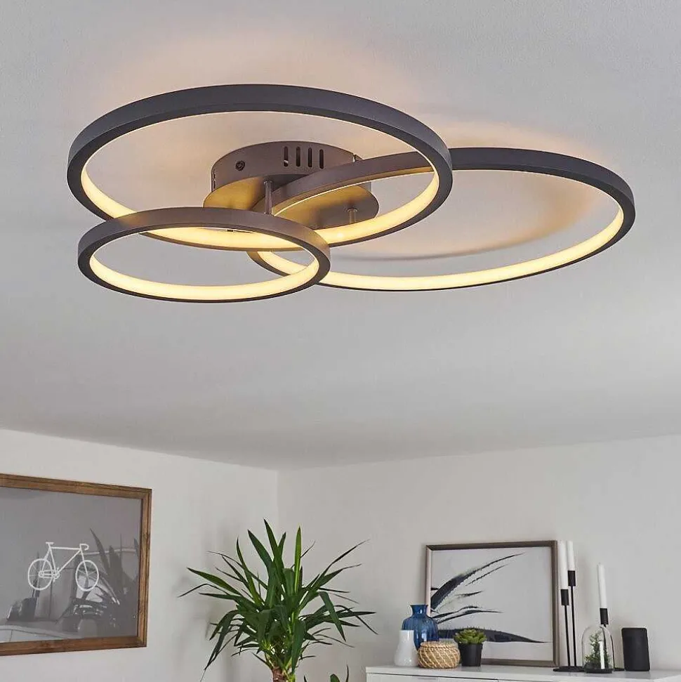 Plafonnier Moemoto Led Anthracite, 1 Lumiere, Telecommandes