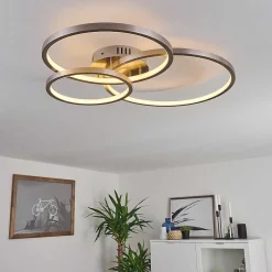 Plafonnier Moemoto Led Nickel Mat, 1 Lumiere, Telecommandes