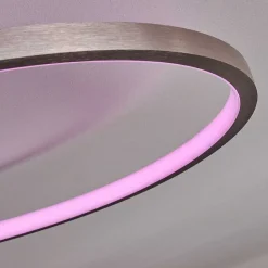 Plafonnier Moemoto Led Nickel Mat, 1 Lumiere, Telecommandes