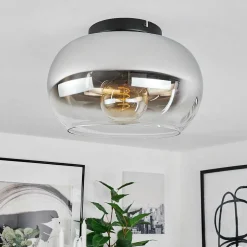 Plafonnier Molloy Chrome, Clair, Fume, 1 Lumiere