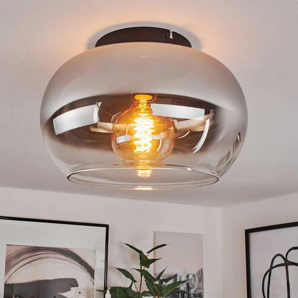 Plafonnier Molloy Chrome, Clair, Fume, 1 Lumiere