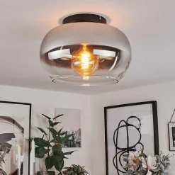 Plafonnier Molloy Chrome, Clair, Fume, 1 Lumiere